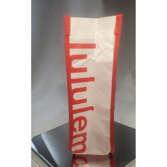 Lululemon Reusable Tote Shopping Bag Large Red White Logo Straps - Picture 4 of 8